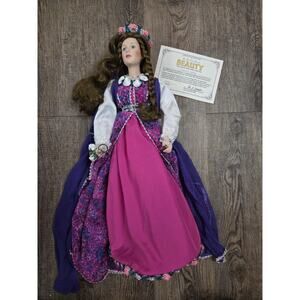 The Danbury Mint Beauty + The Beast Porcelain Doll 19" w/ Stand + Card